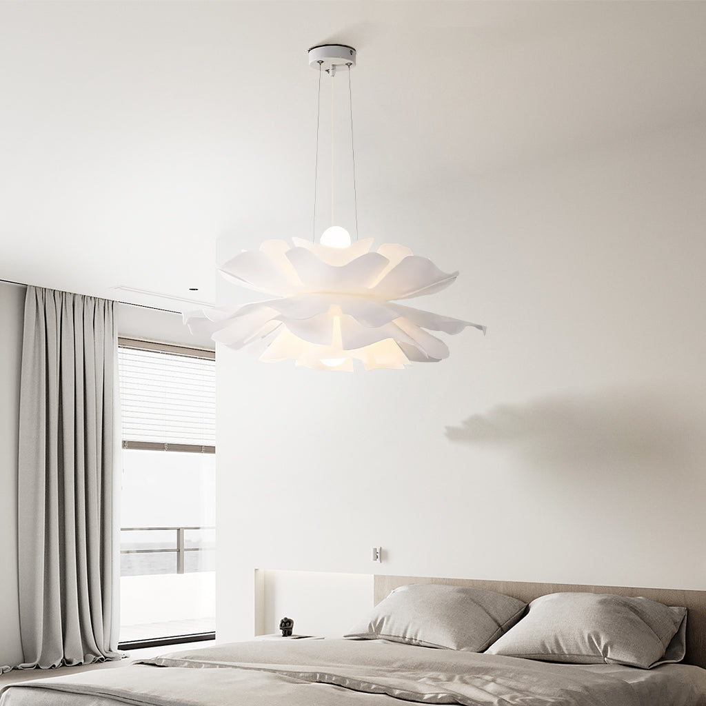 Pendant Light Acrylic Metal 15.7 in White Lotus Flower Dining Bedroom Living Room Lighting Fixture | Kalsten