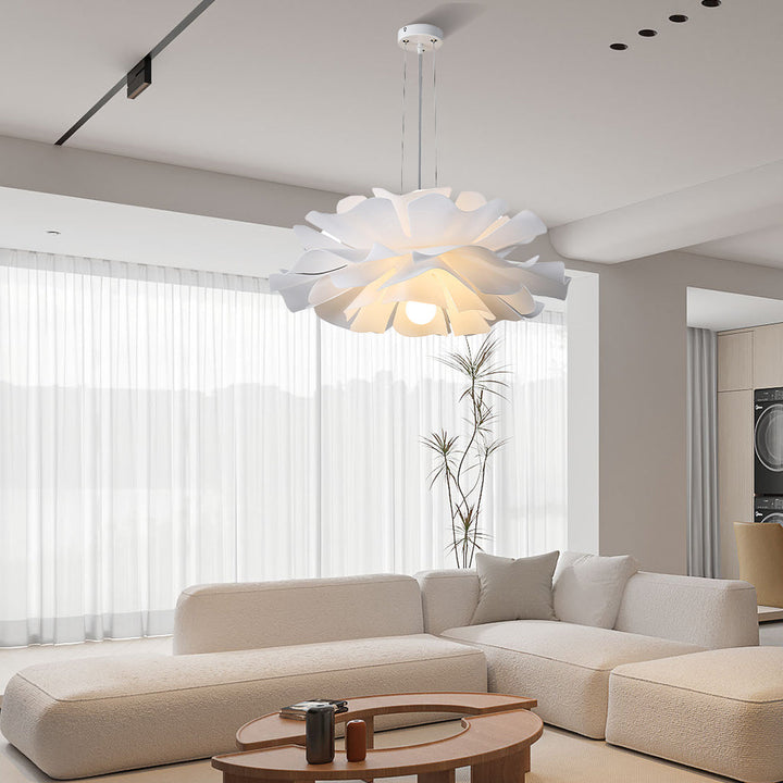 Pendant Light Acrylic Metal 15.7 in White Lotus Flower Dining Bedroom Living Room Lighting Fixture | Kalsten
