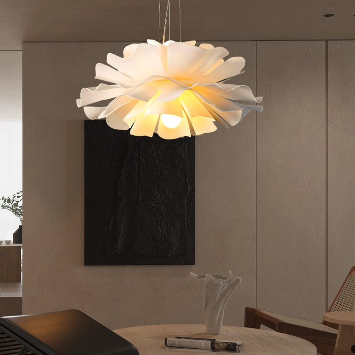 Pendant Light Acrylic Metal 15.7 in White Lotus Flower Dining Bedroom Living Room Lighting Fixture | Kalsten
