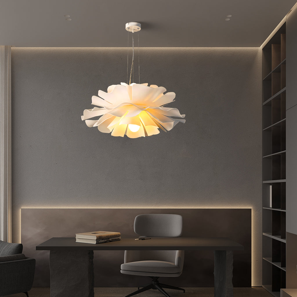 Pendant Light Acrylic Metal 15.7 in White Lotus Flower Dining Bedroom Living Room Lighting Fixture | Kalsten