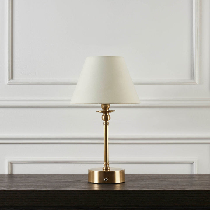 Lucille Ornate LED Rechargeable Wireless Lamp - Brass | Kalsten