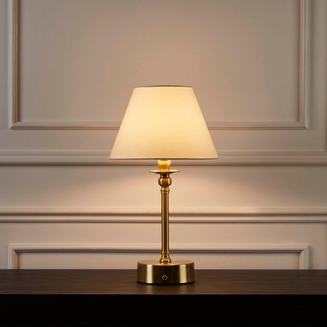 Lucille Ornate LED Rechargeable Wireless Lamp - Brass | Kalsten