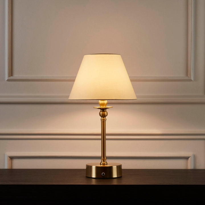 Lucille Ornate LED Rechargeable Wireless Lamp - Brass | Kalsten