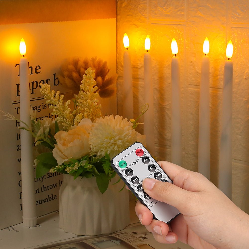 Skanto | FLAMORA – LED Taper Candles with Remote Control & Timer
