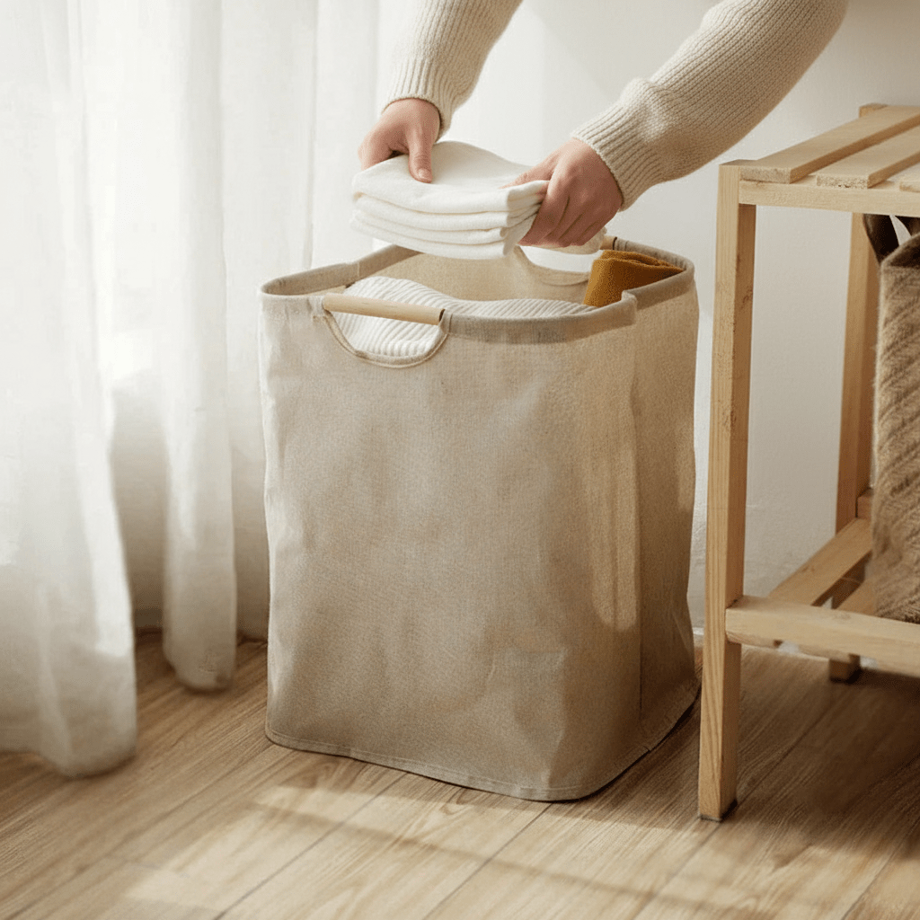 Kalsten | LuxeFold Hamper – Elegant Cotton-Linen Laundry Organizer