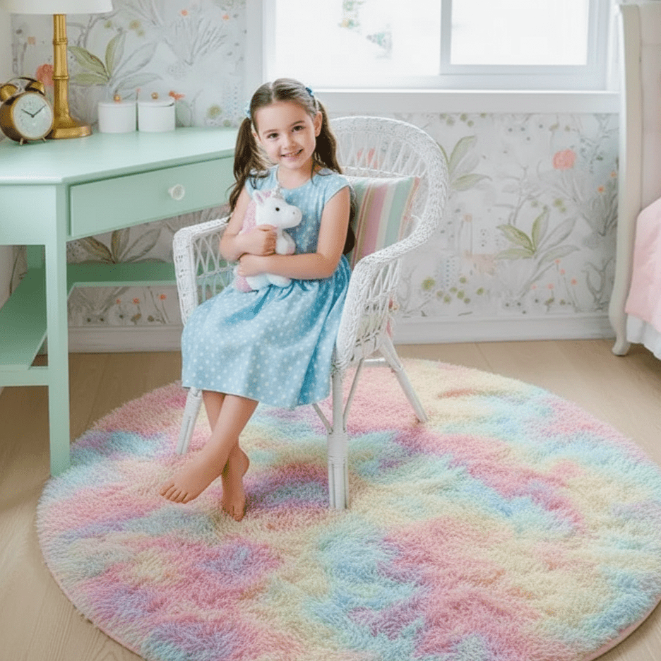 Skanto | Skanto Velvéri Luxe FluffyMat Rug | Ultra-Soft Round Plush Rug for Cozy Homes and Bedroom Decor