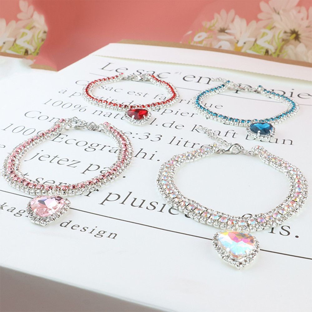 Luxury Cat | Luxury Crystal Cat Collar Heart Gemstone Pendant Reflective Kalsten