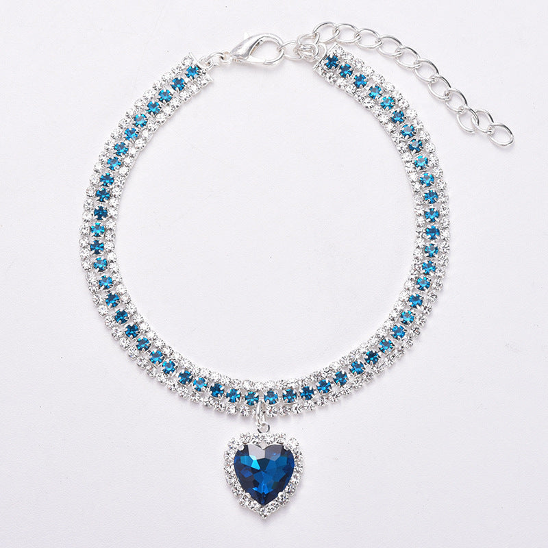 Luxury Cat | Luxury Crystal Cat Collar Heart Gemstone Pendant Reflective Kalsten