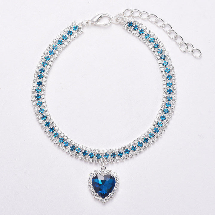 Luxury Cat | Luxury Crystal Cat Collar Heart Gemstone Pendant Reflective Kalsten
