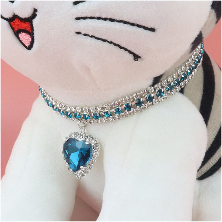 Luxury Cat | Luxury Crystal Cat Collar Heart Gemstone Pendant Reflective Kalsten