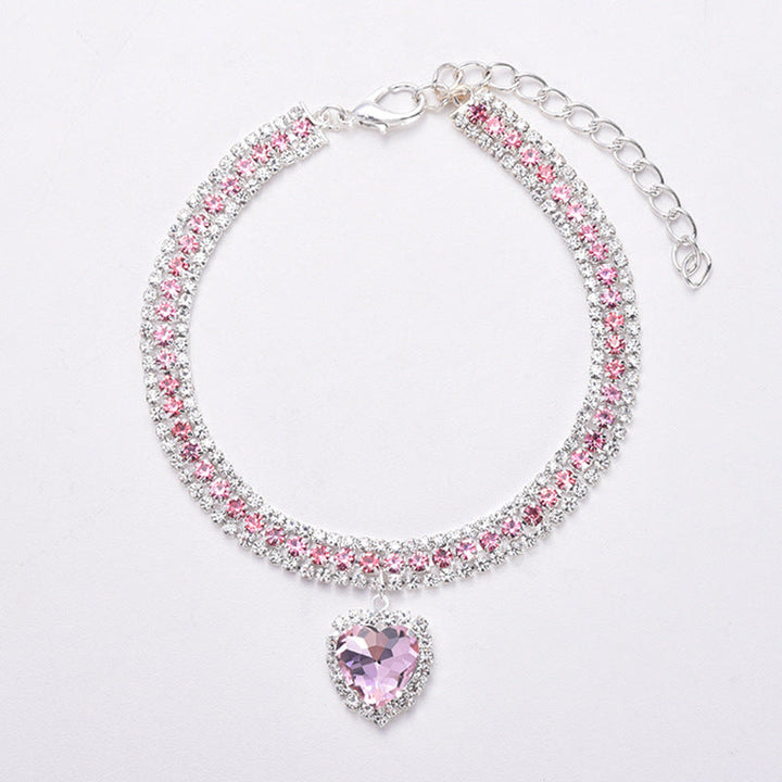 Luxury Cat | Luxury Crystal Cat Collar Heart Gemstone Pendant Reflective Kalsten