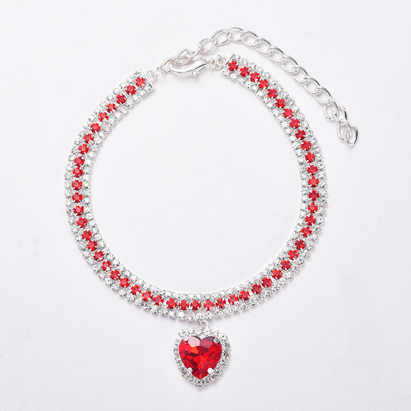 Luxury Cat | Luxury Crystal Cat Collar Heart Gemstone Pendant Reflective Kalsten