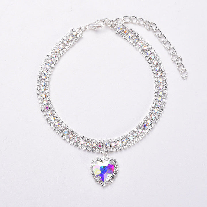 Luxury Cat | Luxury Crystal Cat Collar Heart Gemstone Pendant Reflective Kalsten