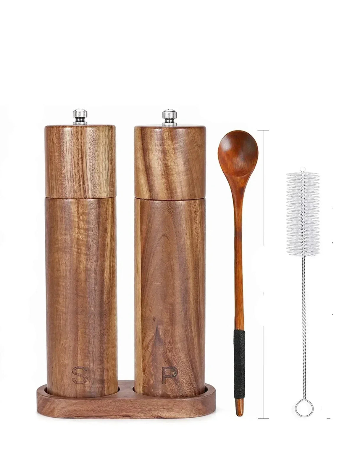 BowLift | Luxury Wooden Salt and Pepper Mill Set with Tray - WoodSpice
