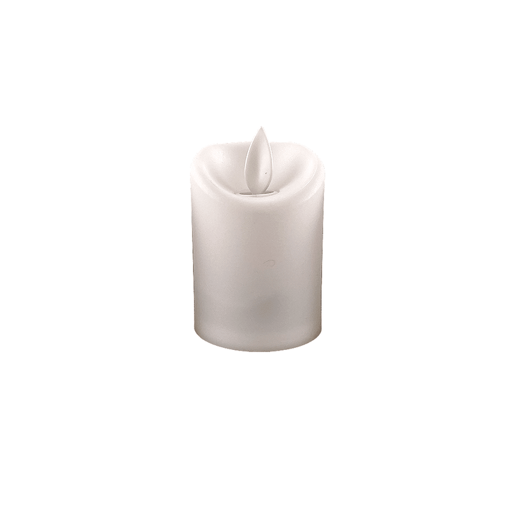 LED light white in plastic - with movable flame and remote control (3 pieces) | Kalsten
