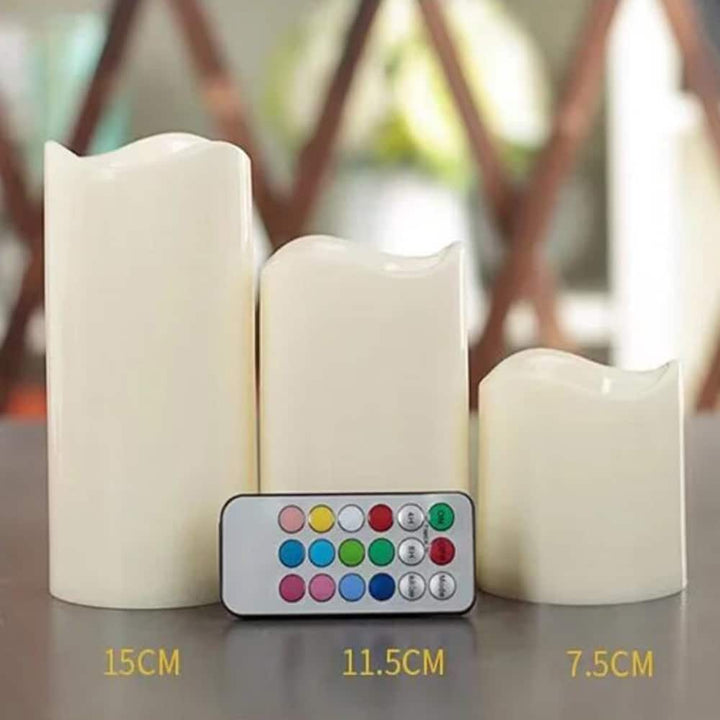 LED Candles - 3 pieces - 7.5/11.5/15 cm - with remote control - with color change | Kalsten