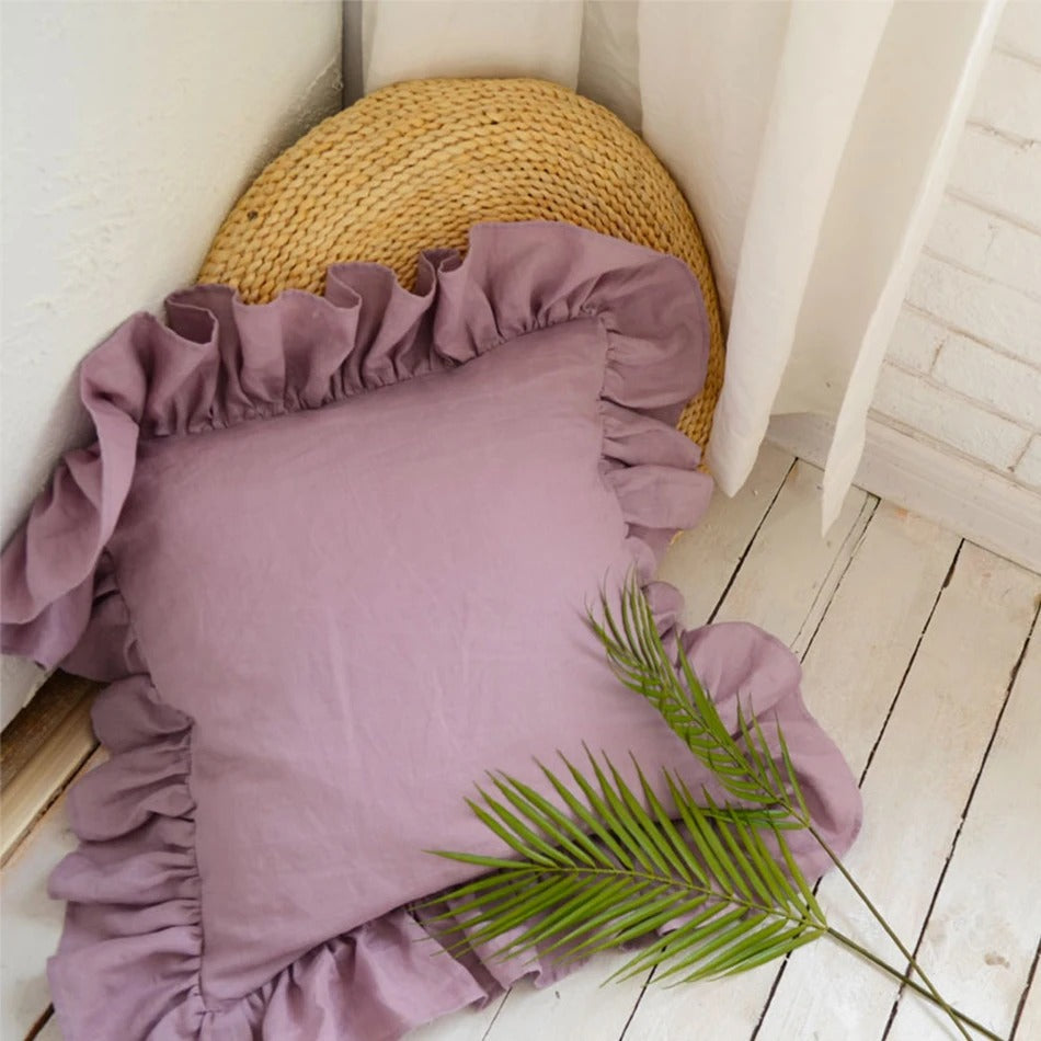 Elegant Linen Cushion Cover - with Ruffles for Ultimate Comfort Kalsten