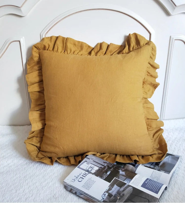 Elegant Linen Cushion Cover - with Ruffles for Ultimate Comfort Kalsten
