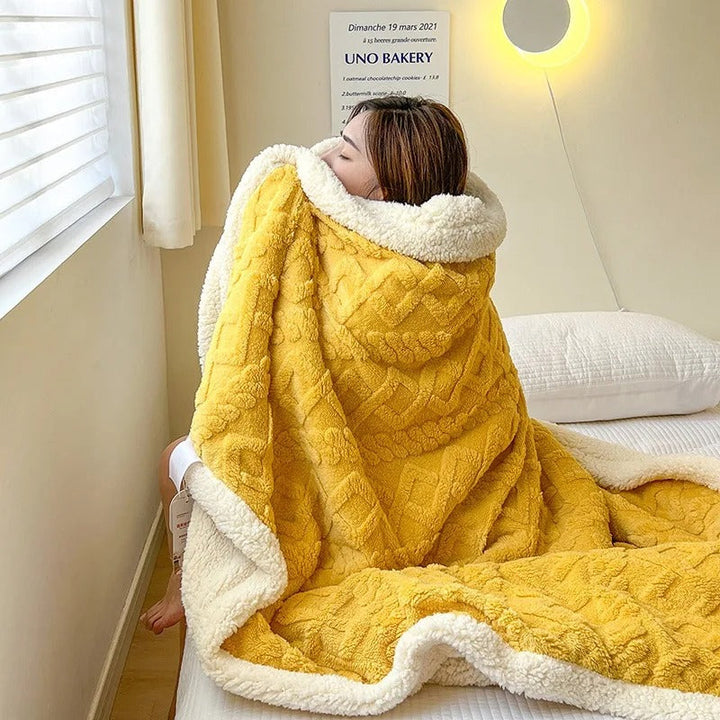 Kalsten | Thick Lambswool Winter Fleece Blanket - LuxyCozy