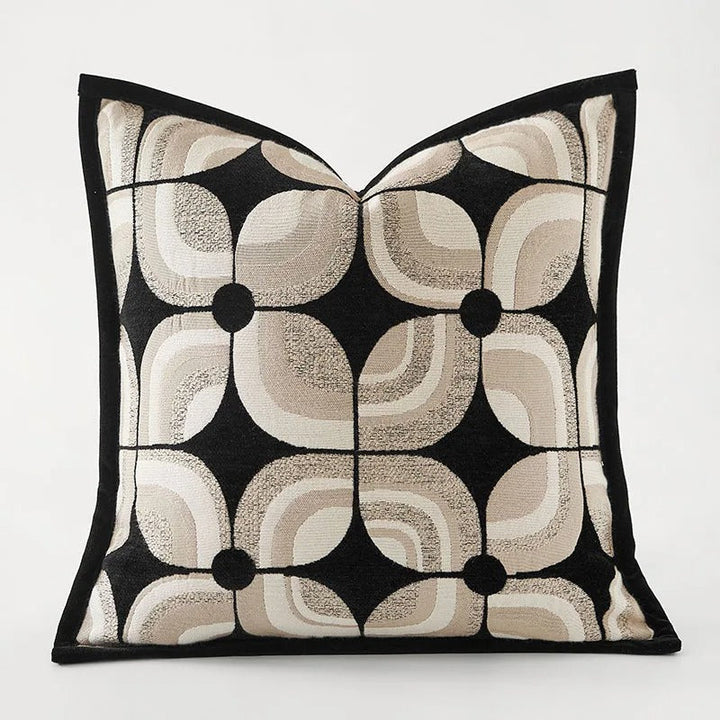 RegalRest Sofa Cushion Cover - Geometric Cushion Cover in Black and Khaki - Modern Elegance Kalsten