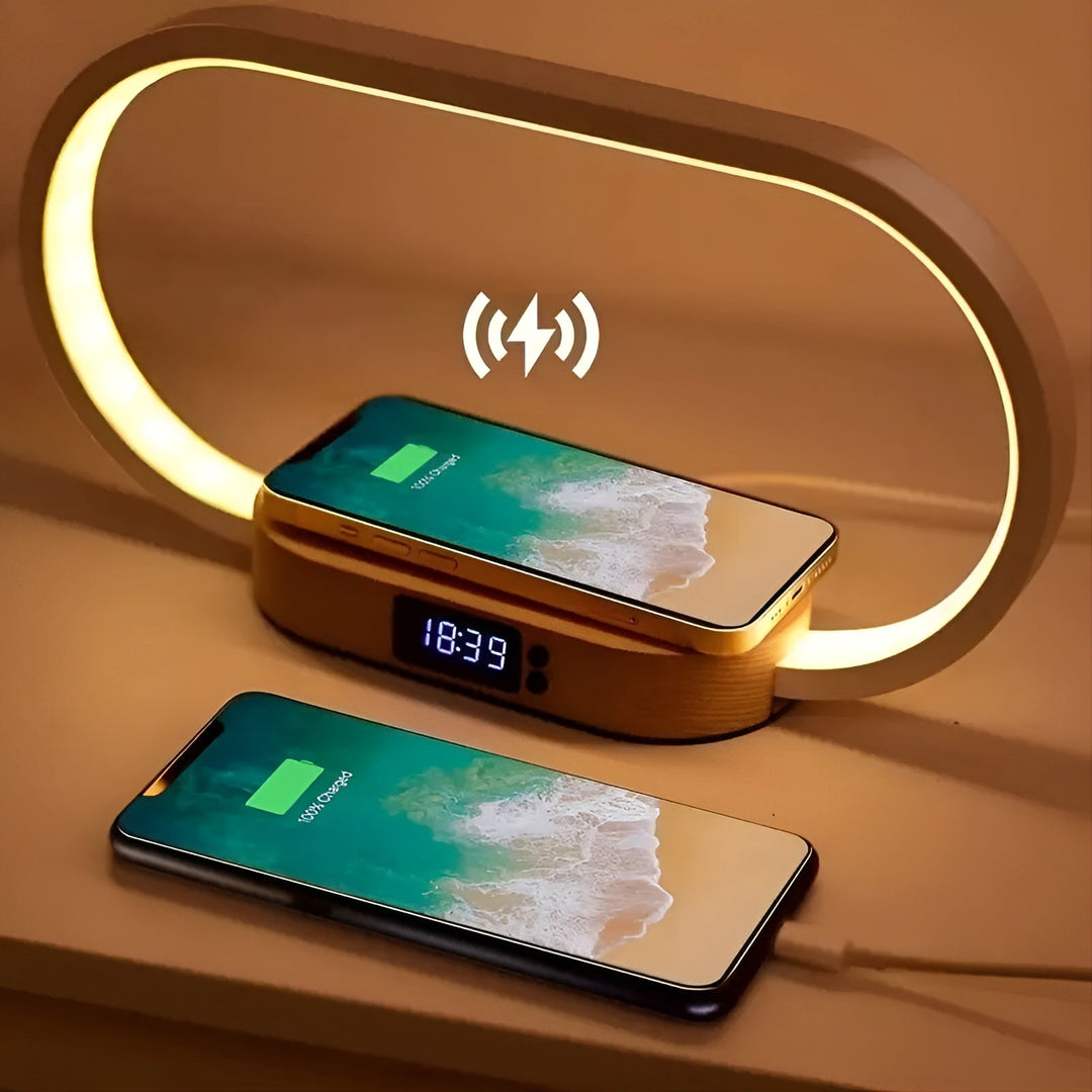 Stylish Multifunctional Lamp with Charging Station and Clock Kalsten