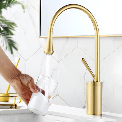 Basin mixer tap in a brushed look – Basin mixer tap, hot-cold mixer, brass tap for residential use | Karnz