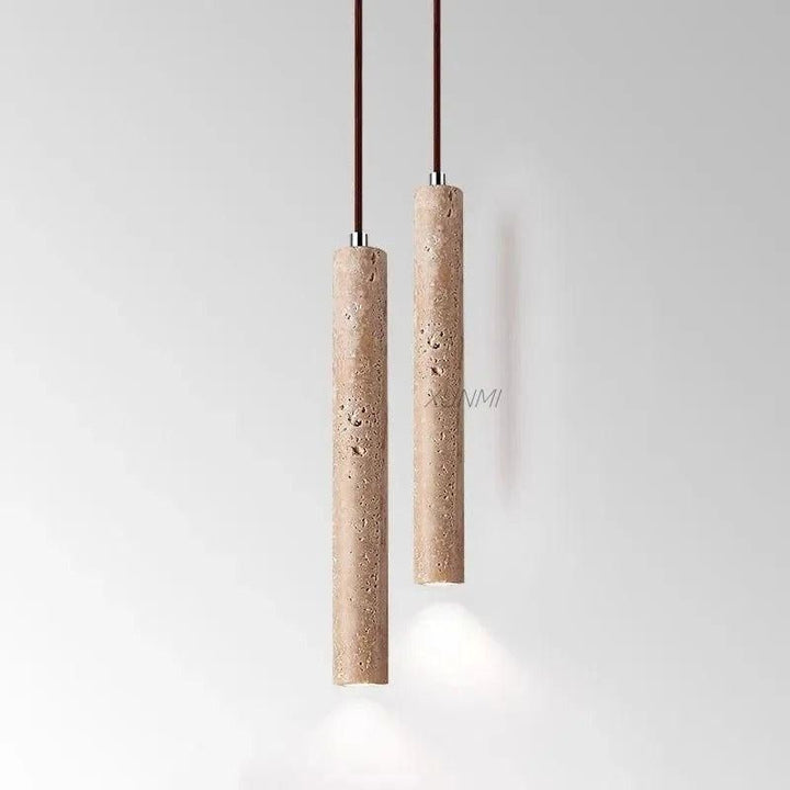 Radiance - Minimalist Longlining Travertine Wabi-Sabi Style LED Chandelier Lights | Kalsten