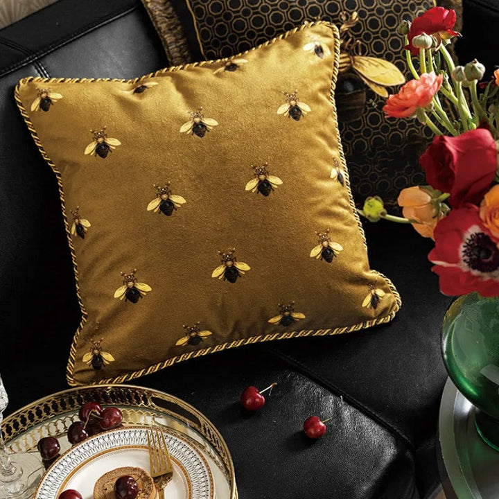 Luxury Gold Pillow Case with Bee Print for Elegant Interiors Kalsten