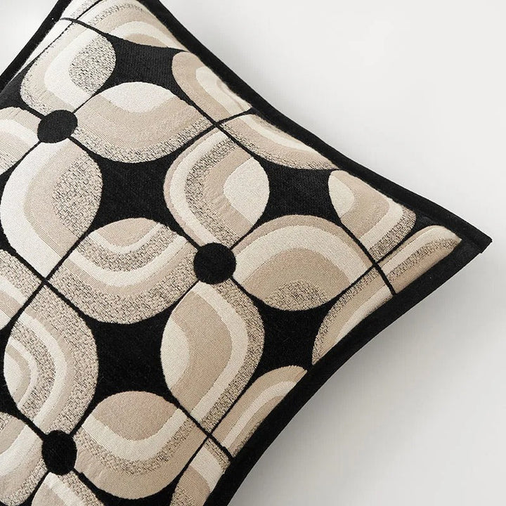 RegalRest Sofa Cushion Cover - Geometric Cushion Cover in Black and Khaki - Modern Elegance Kalsten