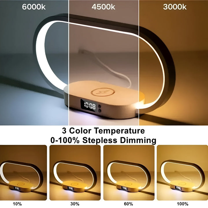 Stylish Multifunctional Lamp with Charging Station and Clock Kalsten