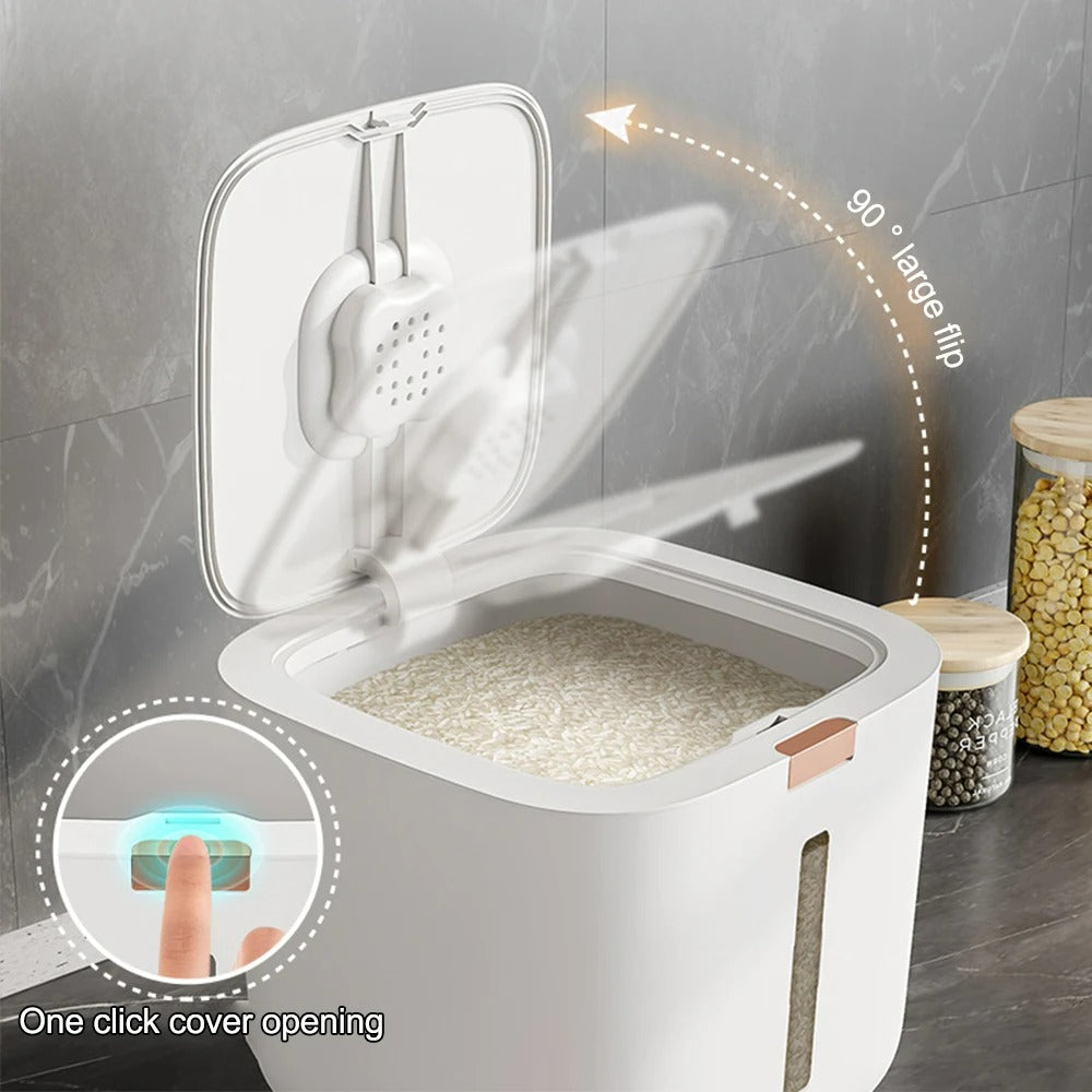 StockClick – Airtight dispenser box with measuring cup for rice and grains (5 or 10 kg) | Kalsten
