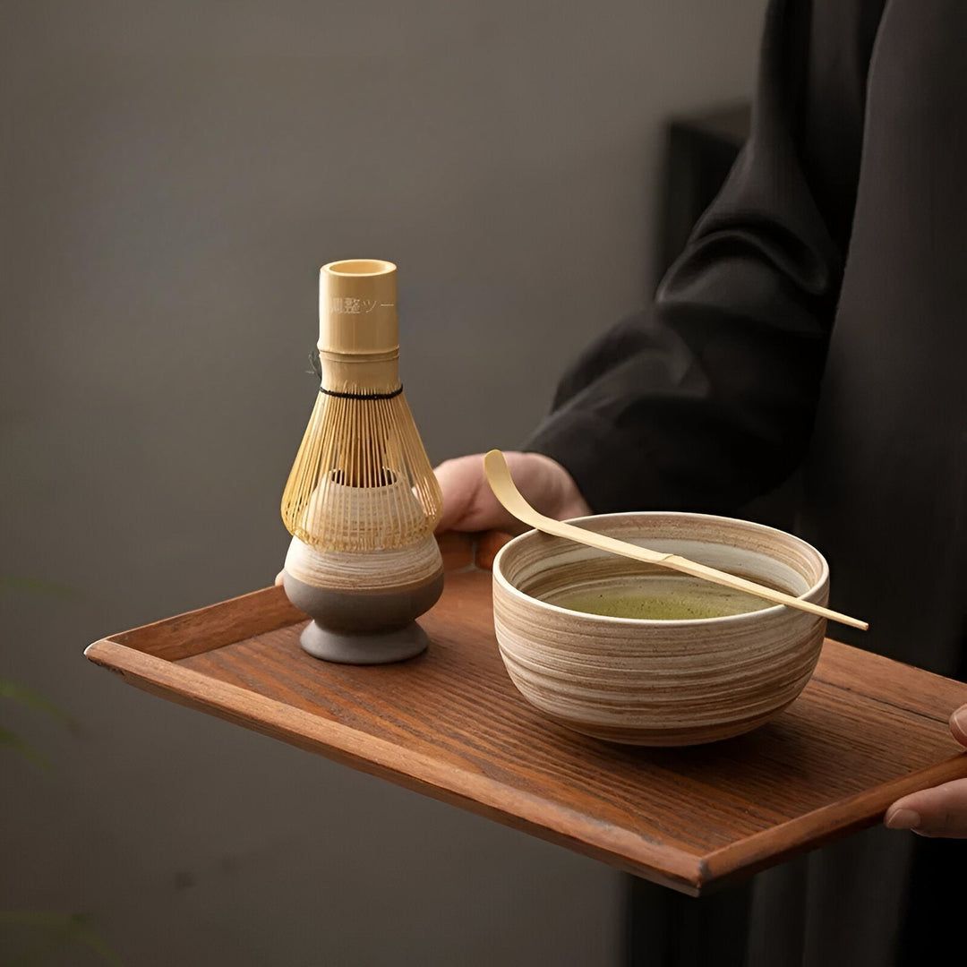 Japanese Matcha Tea Set Green 4-Piece Ceramic-2