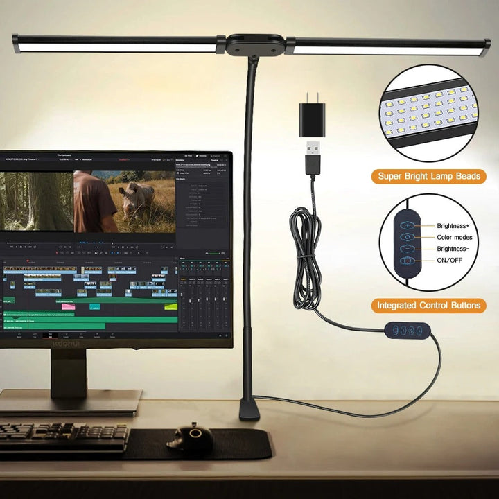 Double-Head LED Desk Lamp for Work & Study