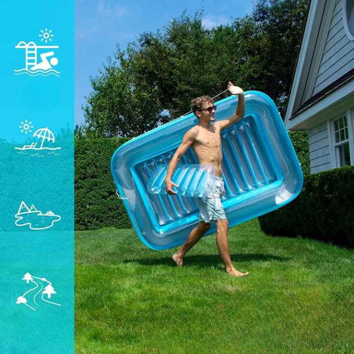 Inflatable Lounger with Headrest and Cup Holders | Kalsten