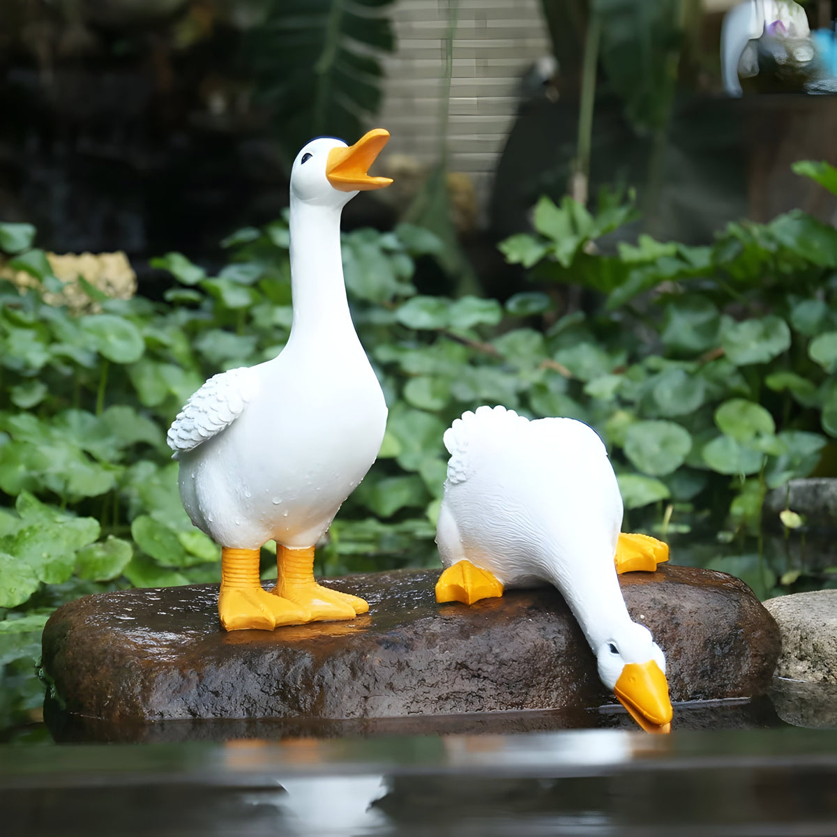 PuddlePals Sculpture – Duck and Goose Figure in Farmhouse Style