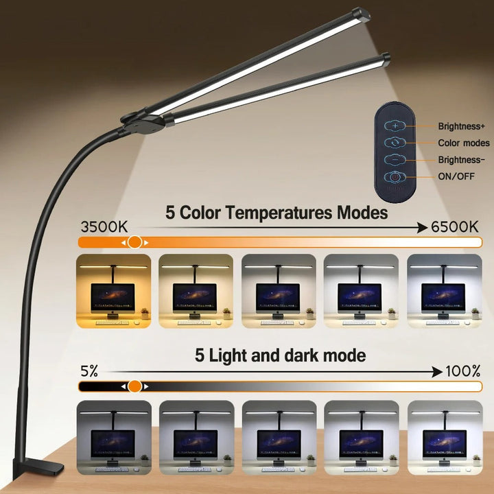 Double-Head LED Desk Lamp for Work & Study