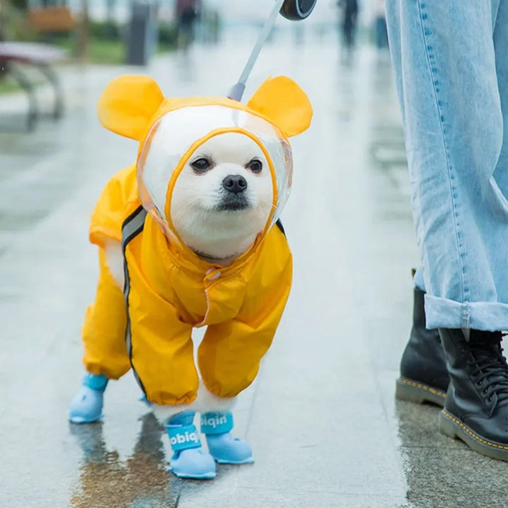 Kalsten | Adorable Bear-Themed Full Body Dog Raincoat with Reflective Safety Features