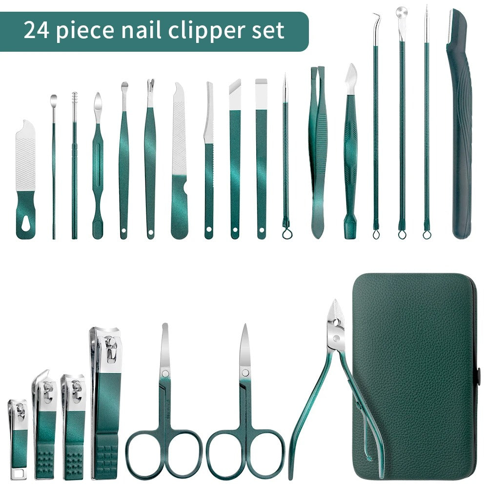 Kalsten | Stainless Steel Grooming Set | 7, 15, or 24-Piece Kits for Manicures & Pedicures at Home or Travel