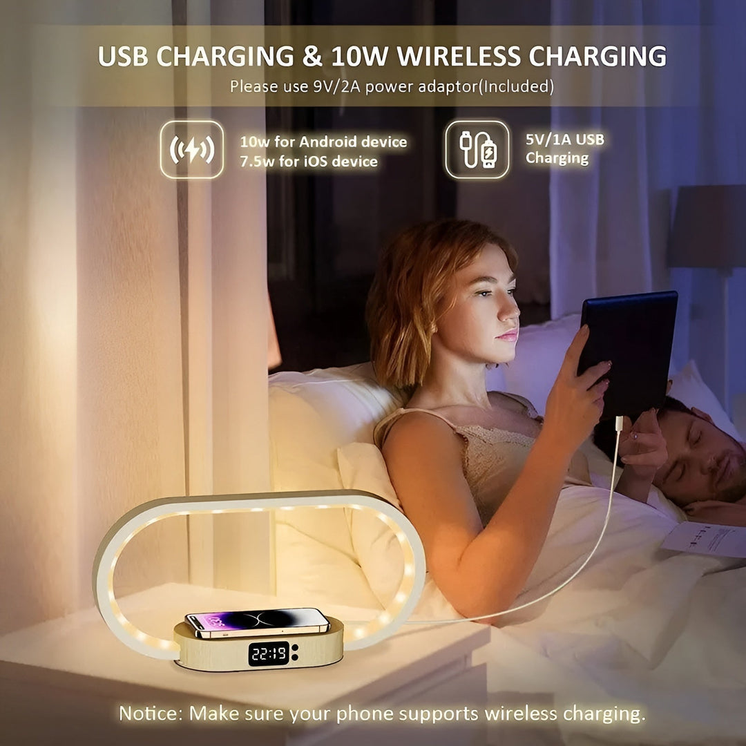 Stylish Multifunctional Lamp with Charging Station and Clock Kalsten