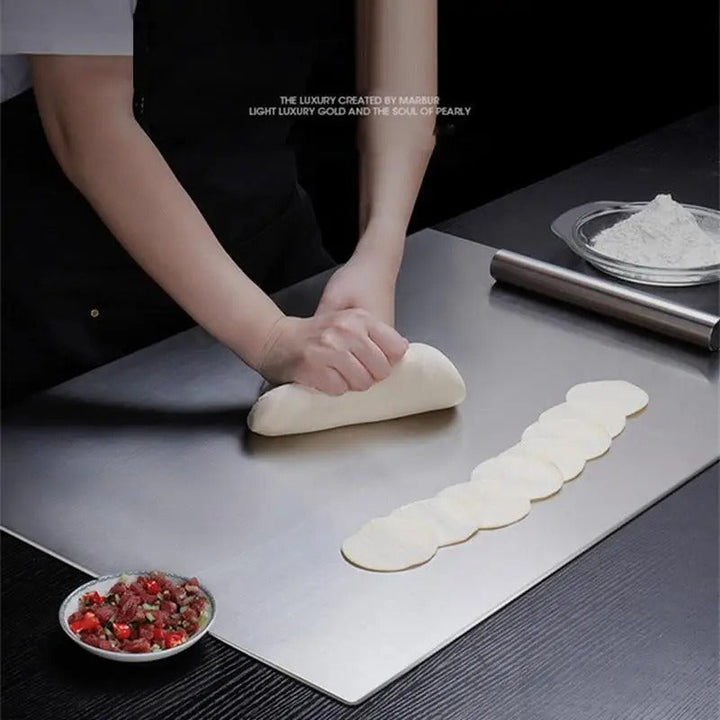 Kalsten | High-quality cutting board made of stainless steel with edge – ideal for homemade pizza, pastries, and more!