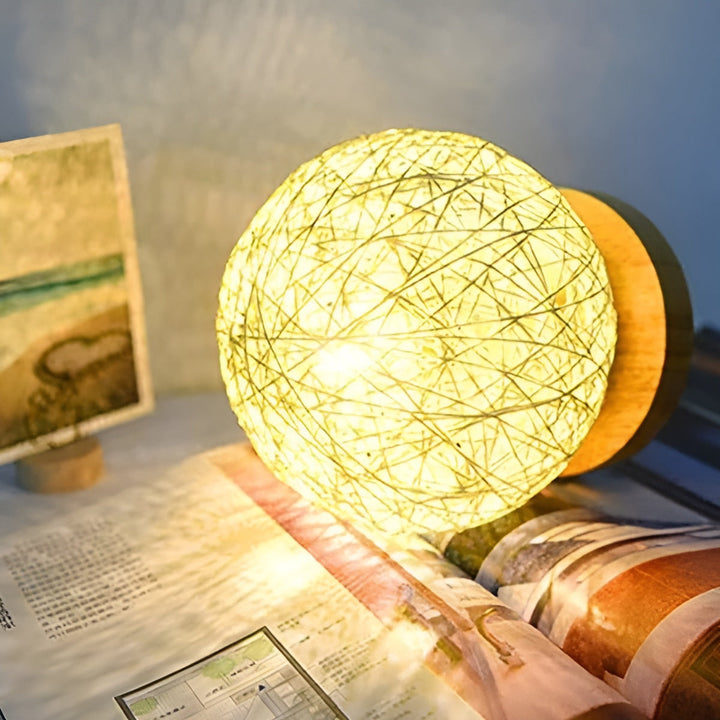 TwineGlow Light - Modern USB Rechargeable Rattan Table Lamp | Kalsten