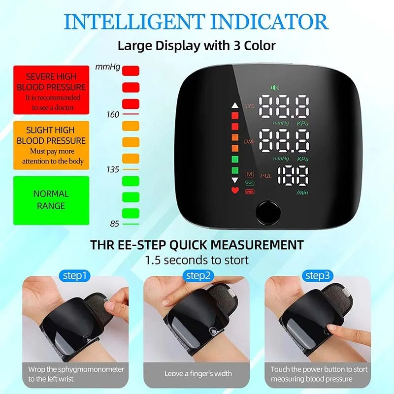 Skanto | Wrist Blood Pressure Monitor – Electronic Portable Sphygmomanometer with Voice Alert