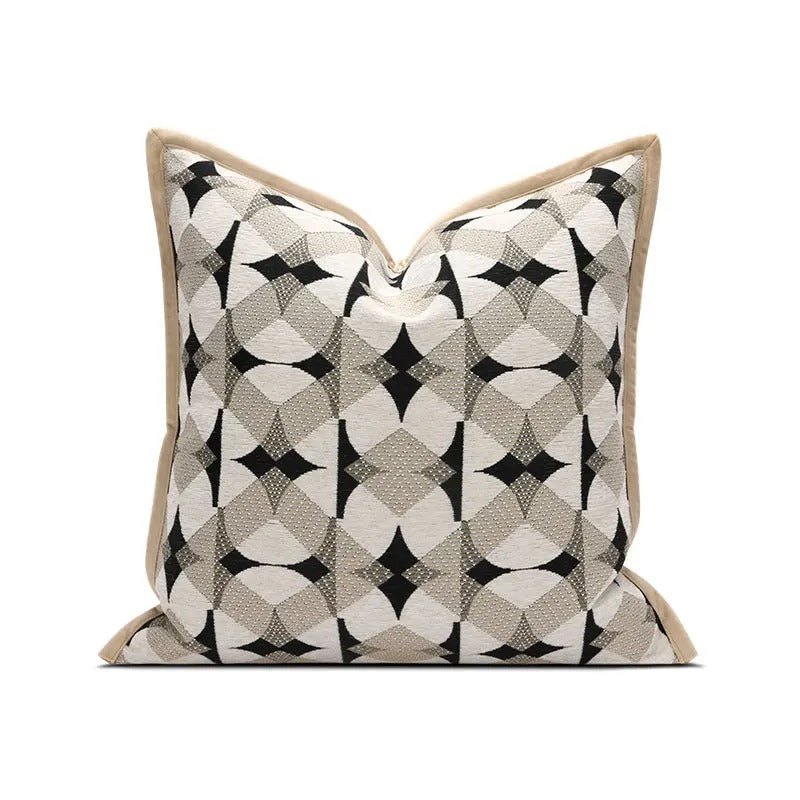 RegalRest Sofa Cushion Cover - Geometric Cushion Cover in Black and Khaki - Modern Elegance Kalsten