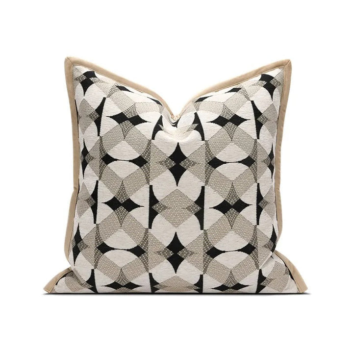 RegalRest Sofa Cushion Cover - Geometric Cushion Cover in Black and Khaki - Modern Elegance Kalsten