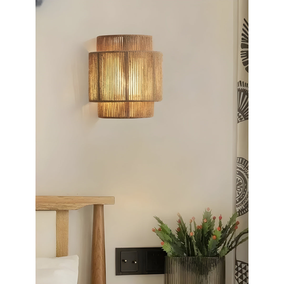 Contemporary Rattan Woven Wall Lamp - WeaveGlow | Kalsten