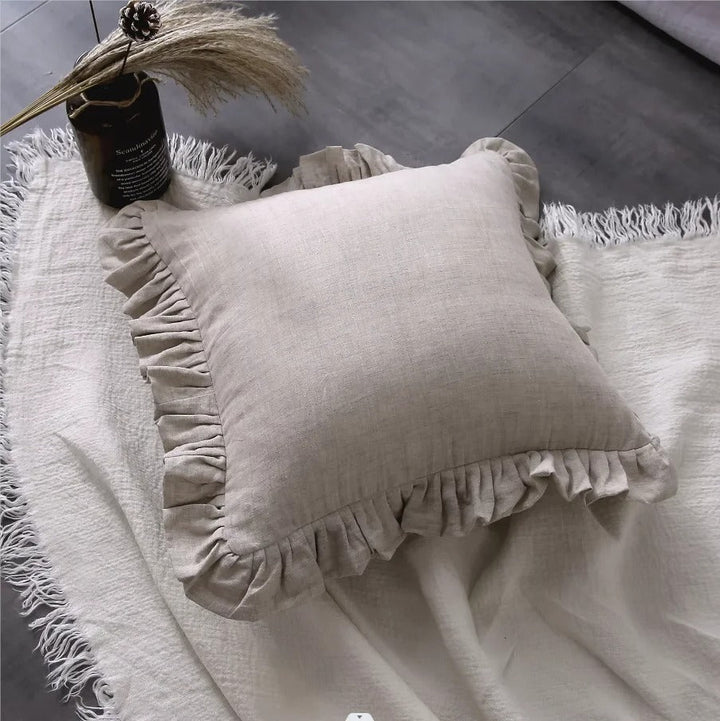 Elegant Linen Cushion Cover - with Ruffles for Ultimate Comfort Kalsten