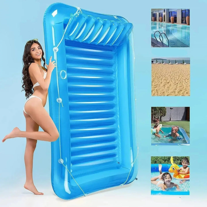 Inflatable Lounger with Headrest and Cup Holders | Kalsten