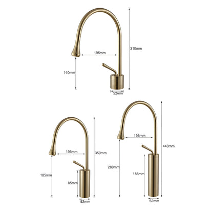 Basin mixer tap in a brushed look – Basin mixer tap, hot-cold mixer, brass tap for residential use | Karnz