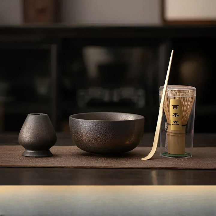 Japanese Matcha Tea Set Green 4-Piece Ceramic-4