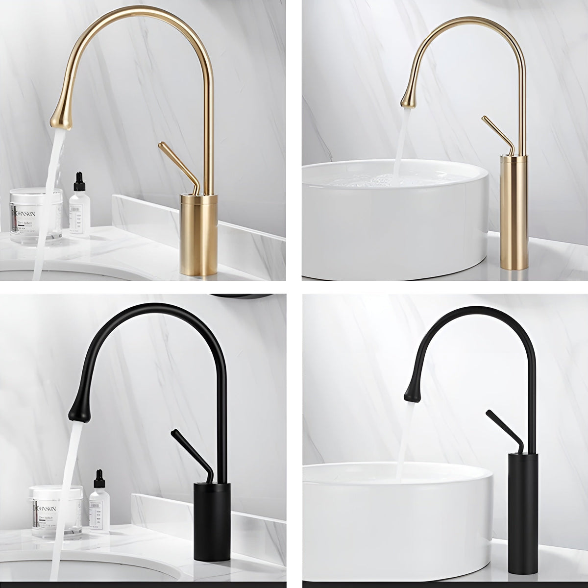 Basin mixer tap in a brushed look – Basin mixer tap, hot-cold mixer, brass tap for residential use | Karnz